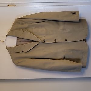 Eddie Bauer Twill Cotton Blazer Sport Coat Khaki Dark Tan 3 Button Sz Medium